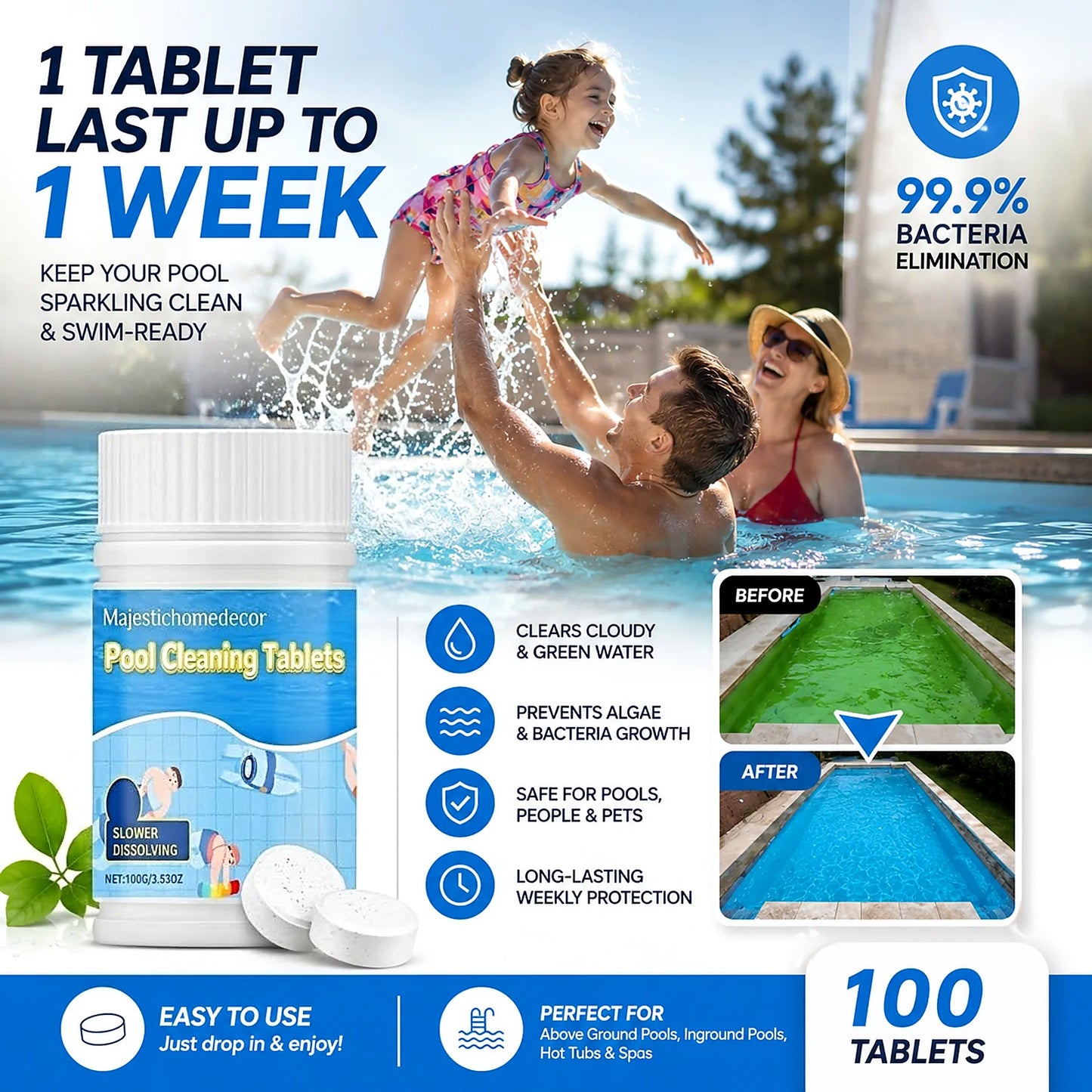 The Next-Gen Pool Purifier is here ✨ 2X Stronger Algae Control, Gentle & Safe for Kids! 👨‍👩‍👧‍👦